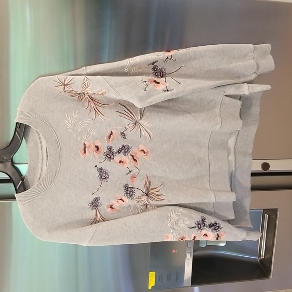 💕ALLSAINTS💕 Margot Floral Embroidered Cotton Jersey Sweatshirt ~ Oversized XS - Picture 6 of 14